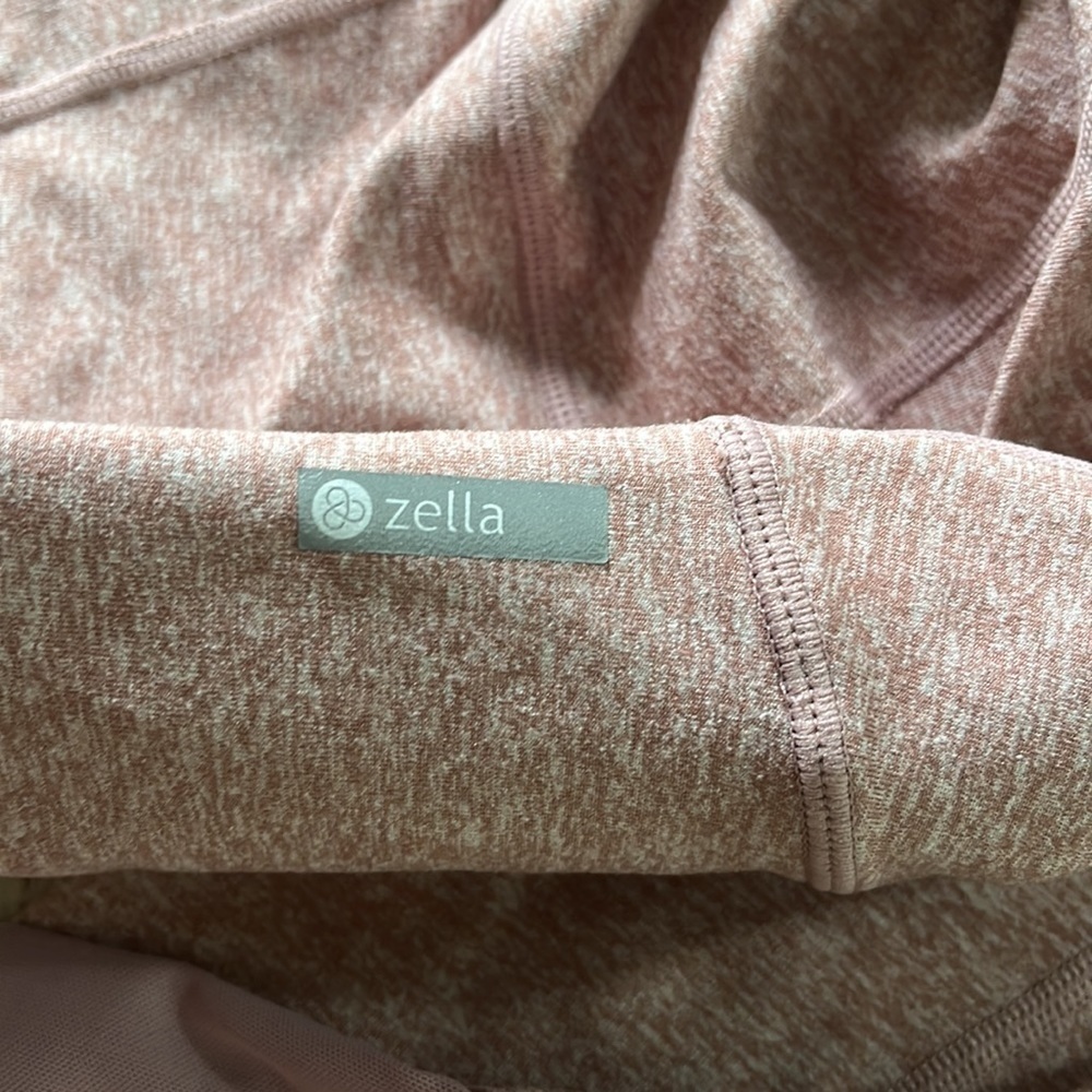 Nordstrom Zella crop high-rise leggings dusty rose mesh calf cutout size XS - Picture 8 of 9